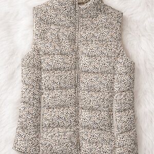 LOFT Cream Leopard-Print Quilted Vest